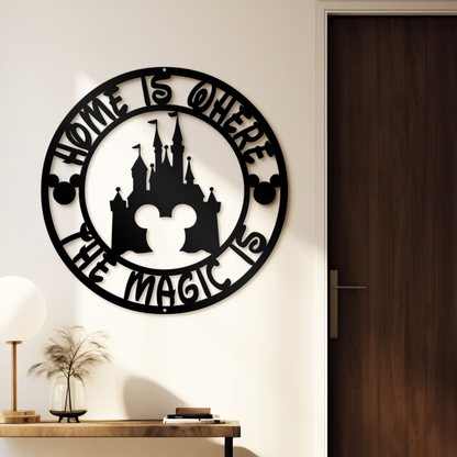 Home Is Where The Magic Is Disney Metal Sign, Disney Castle Metal Sign, Mickey Metal Sign, Home and Wall Decor, Front Porch Decor, Housewarming Gifts, Christmas Gifts