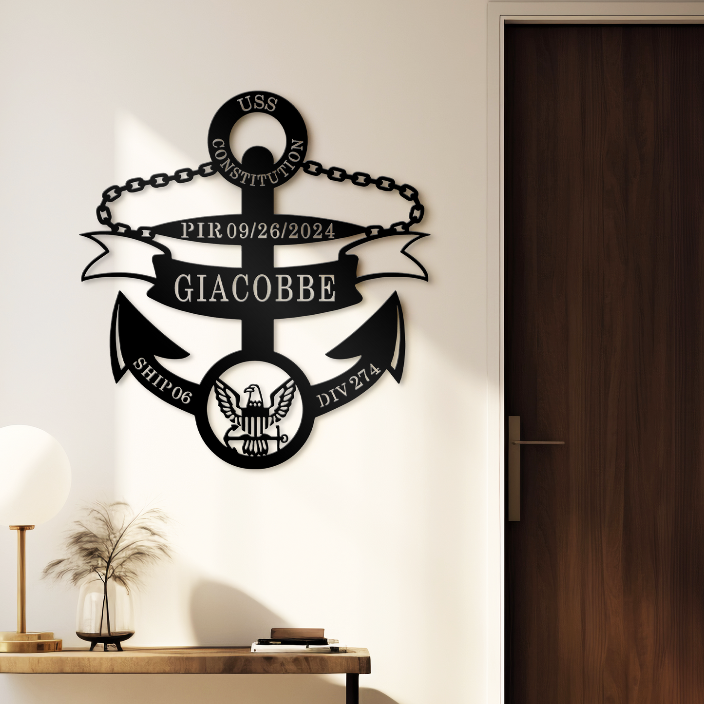 Custom Marine Metal Gifts, Personalized Anchor Metal Sign, Navy Officer Home Deco