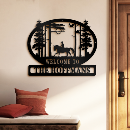 Personalized Welcome Metal Sign, Horse Riding Metal Sign, Farmhouse Decor