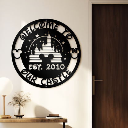 Customized Disney Metal Sign, Mickey Castle Sign Wall Decor