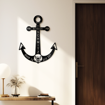 Customized Anchor Metal Sign, Personalized Marine Metal Gifts, Navy Officer Home Decor