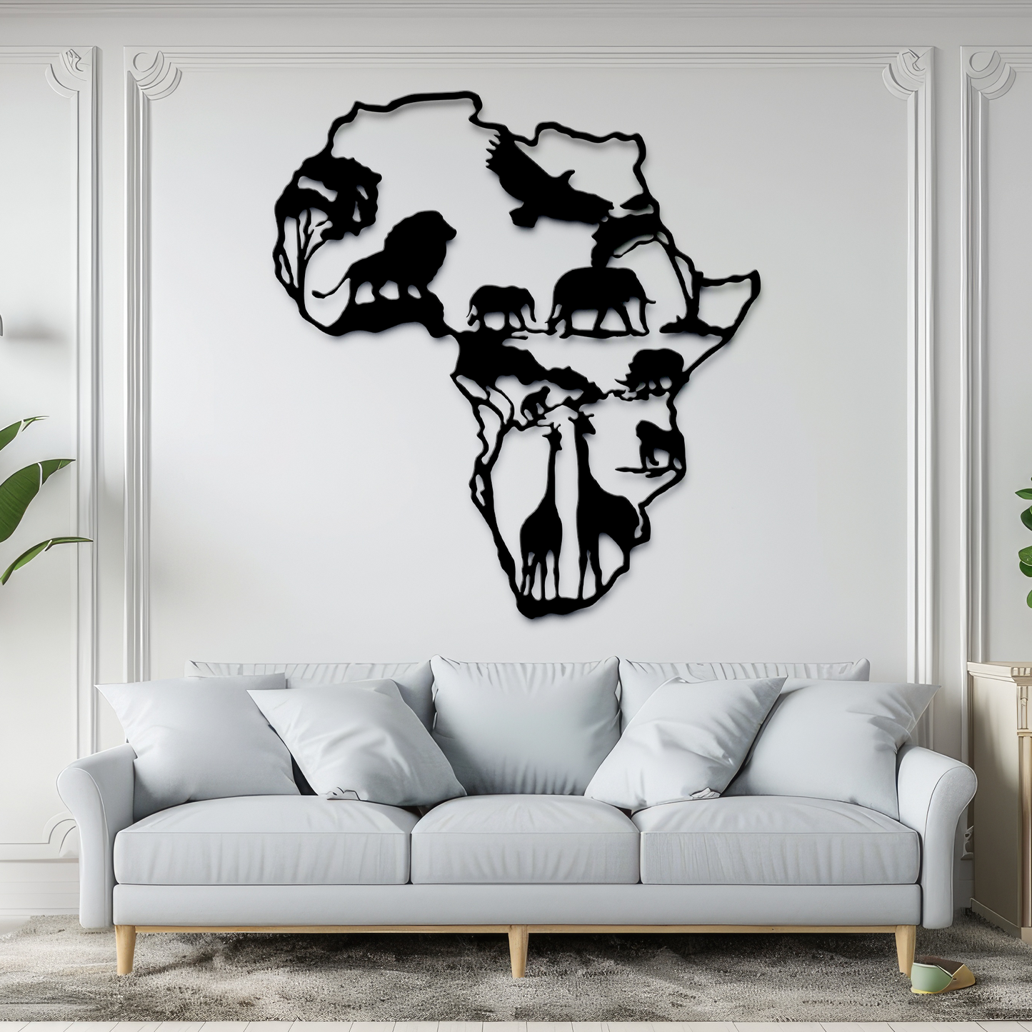 Africa Metal Wall Art Decor - Animals Black Wall Art