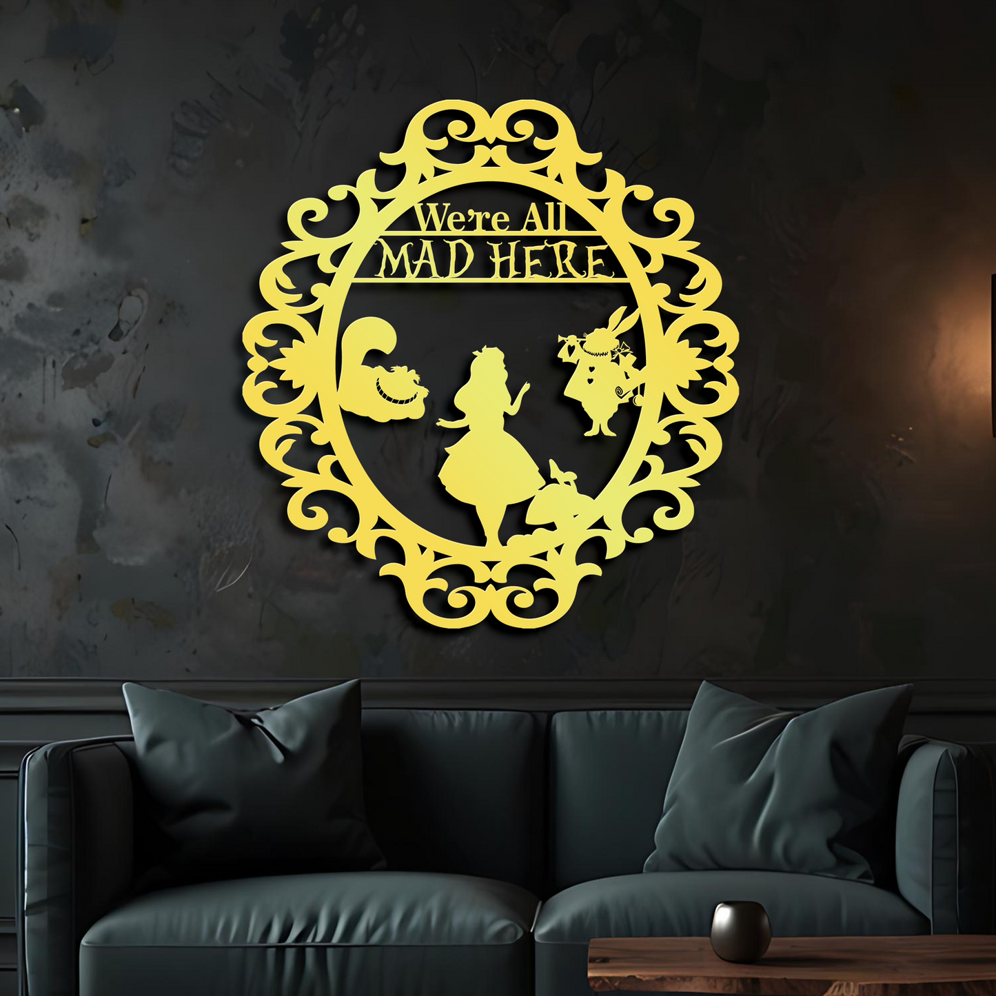 We're All Mad Here Metal Wall Art, Alice In Wonderland Theme Home Decor