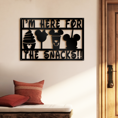 I'm Here For The Snacks Metal Sign, Disneyland Metal Sign, Funny Quote Metal Sign, Kitchen Decor, Dining Room Decor, Gift For Chef, Christmas Gifts