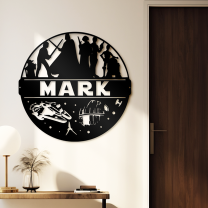 Personalized Name Star War Theme Metal Sign, Kids Room And Wall Decor