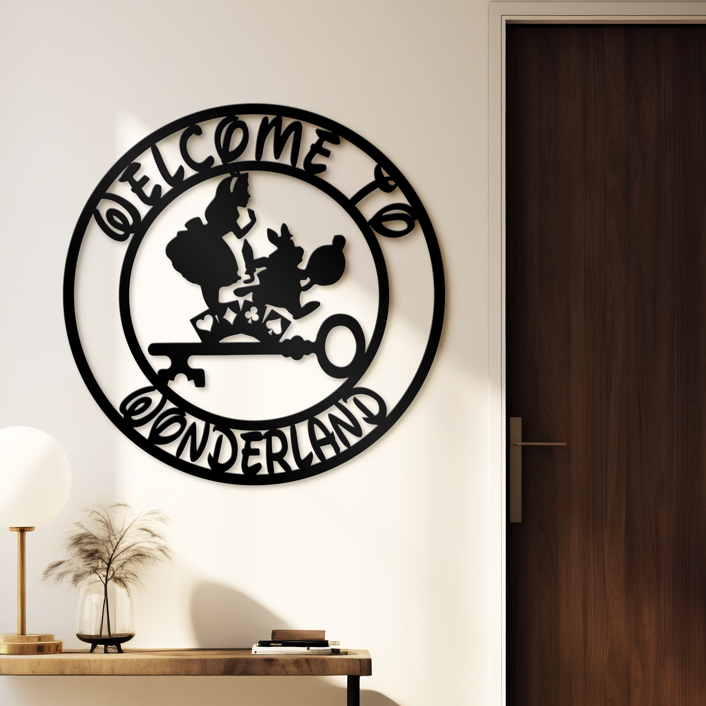 Customized Disney Theme Metal Sign, Welcome To Wonderland Wall Art