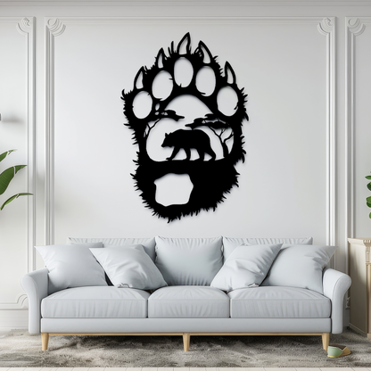 Bear Paw Metal Laser Cut - Forest Wall Decor