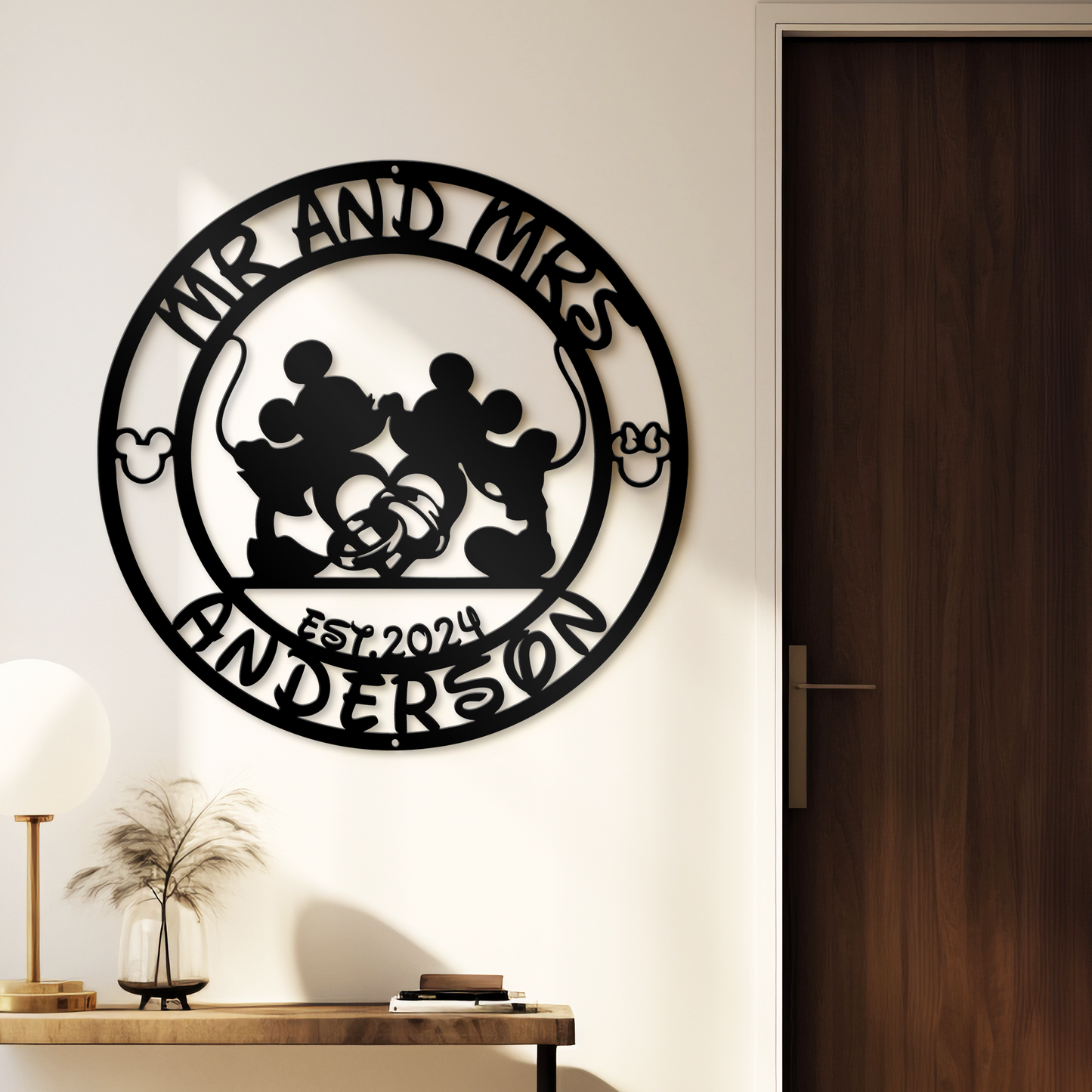 Customized Disney Metal Sign, Mr and Mrs Couple Wall Decor, Mickey Wall Sign