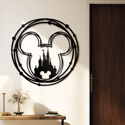 Mickey Mouse Face Line Art Metal Sign, Disney Room Decor, Disney Castle Wall Art, Home And Wall Decor, Christmas Deocr, Housewarming Gifts