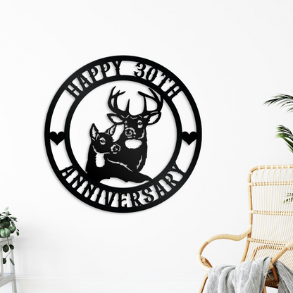 Custom 30TH Anniversary Metal Sign, Couple Deer Metal Sign, Valentine's Day Decor