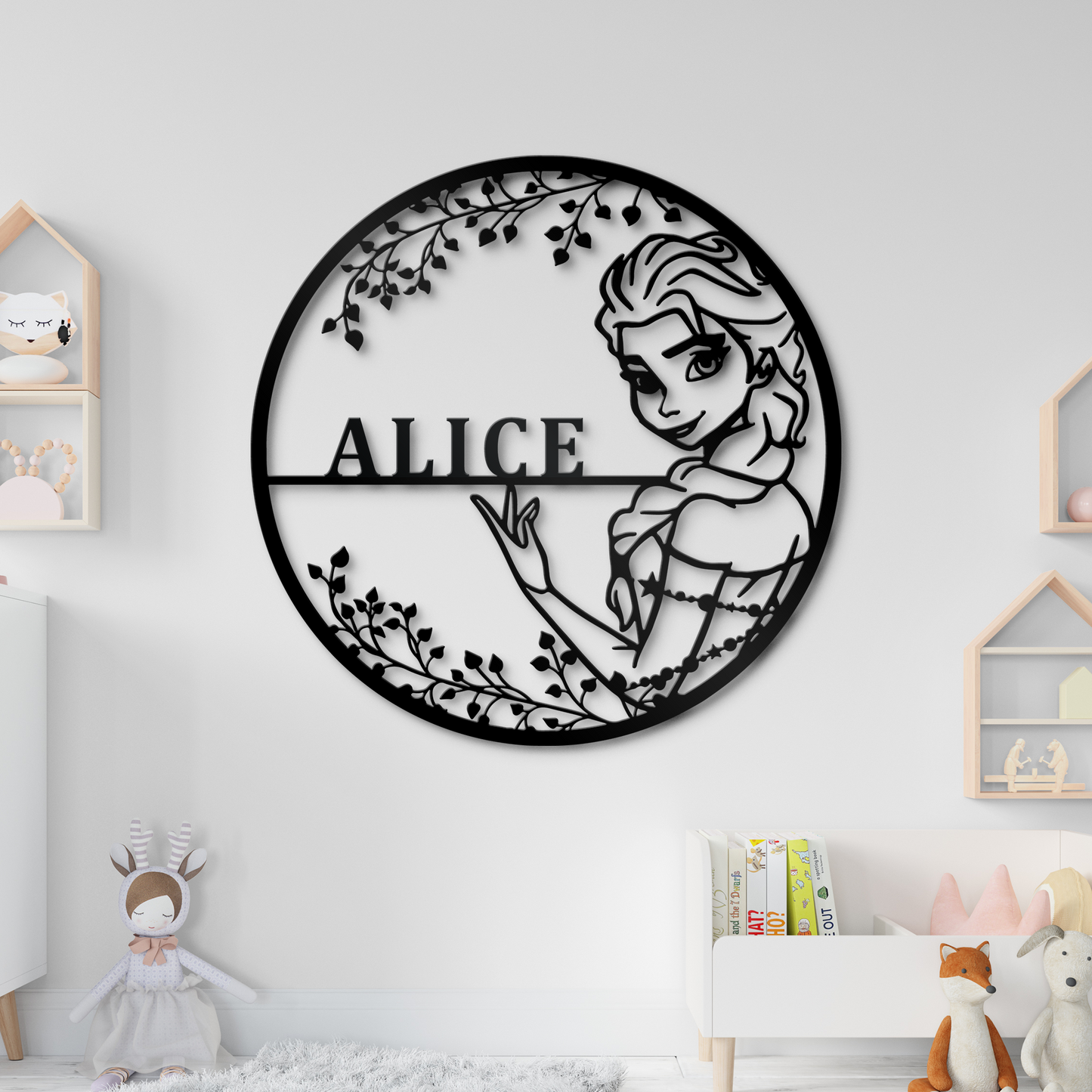 Customized Frozen Elsa Metal Sign, Disney Nursery Name Sign, Kids Room Wall Decor