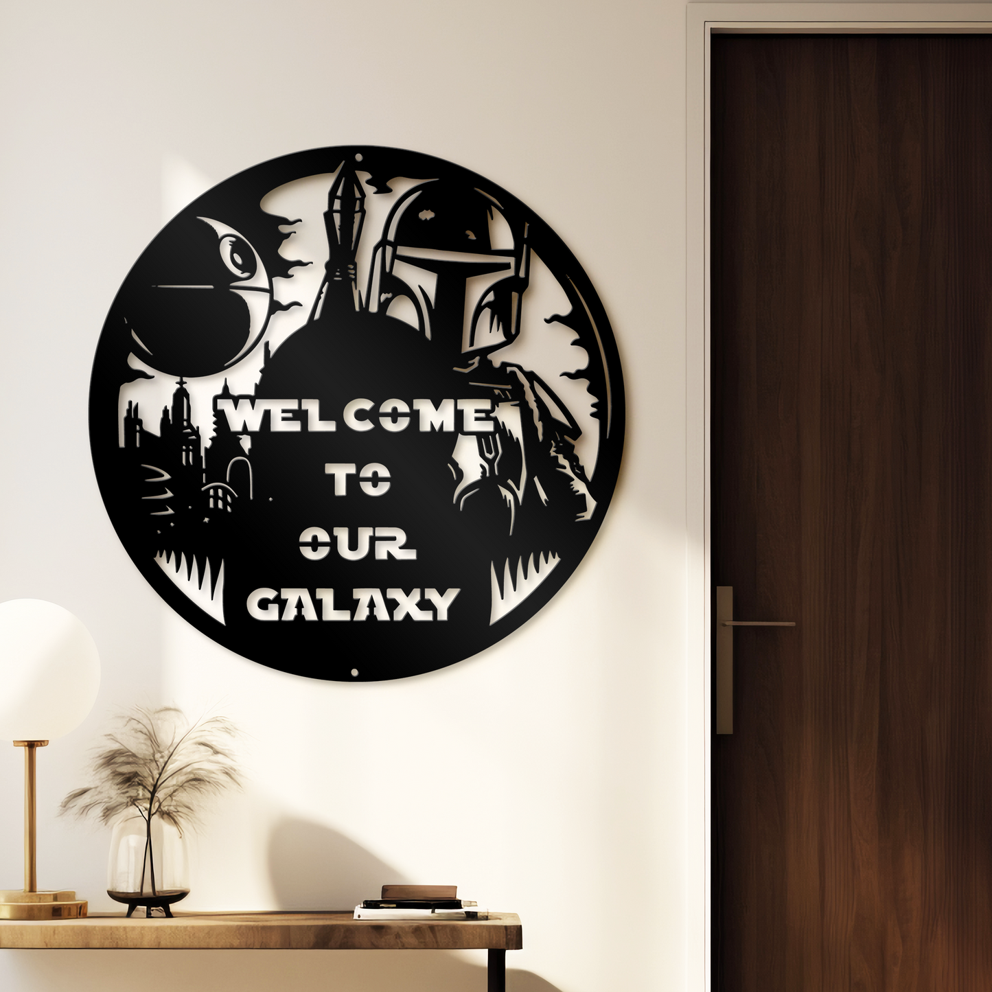 Welcome To Our Galaxy Metal Sign, Mandalorian Metal Sign, Star War Quote Metal Sign, Home And Wall Decor, Front Door Decor, Winter Decor, Housewarming Gifts, Christmas Gifts