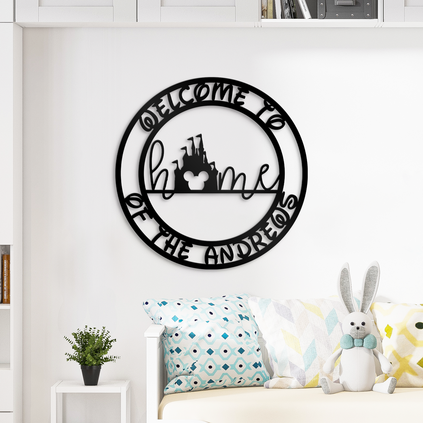 Customized Mickey Home Castle Family Name Metal Sign, Disney Theme Wall Decor