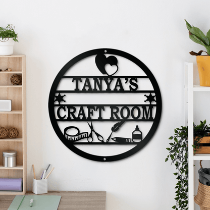 Personalized Craft Room Metal Sign, Sewing Craft Room Metal Sign