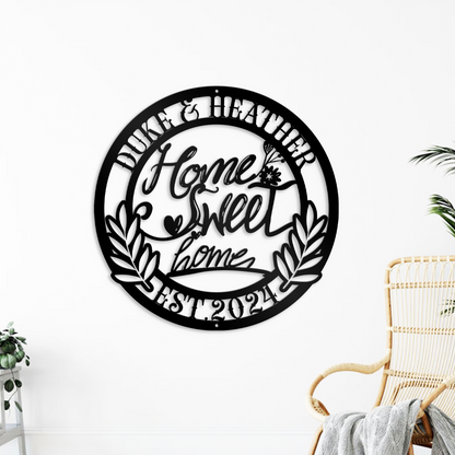 Custom Home Sweet Home Metal Sign, Couple Name Metal Sign, Home Decor