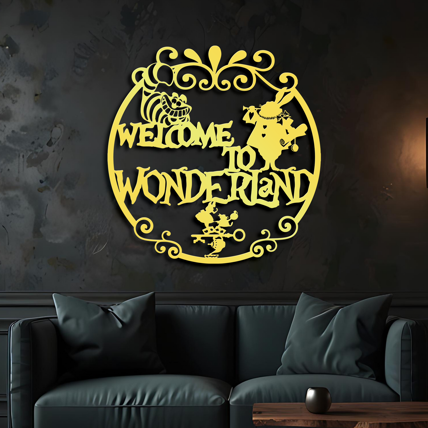 Welcome to Wonderland Metal Wall Art, Mad Hatter Tea Party Decor