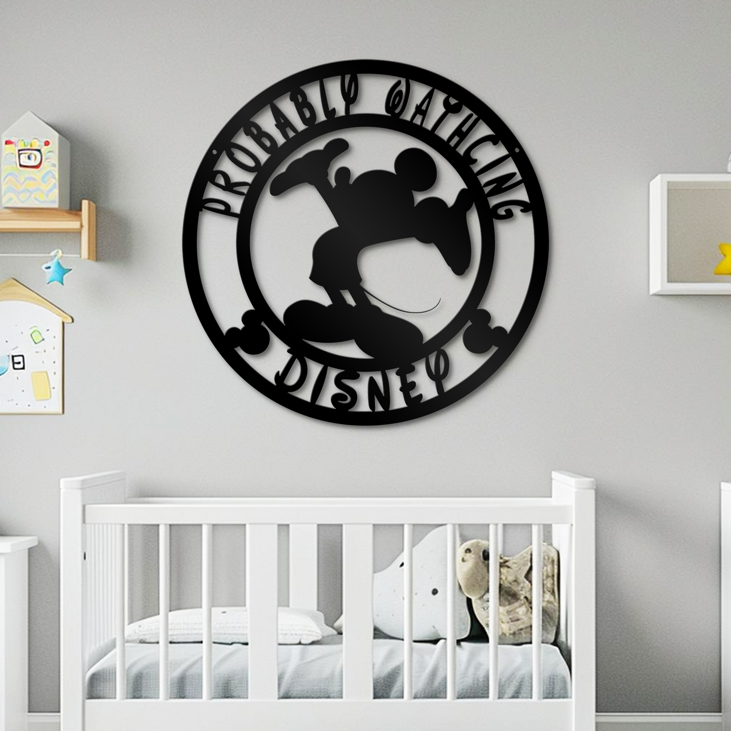 Probably Watching Disney Metal Sign - Walt Disney Mickey Mouse Decor