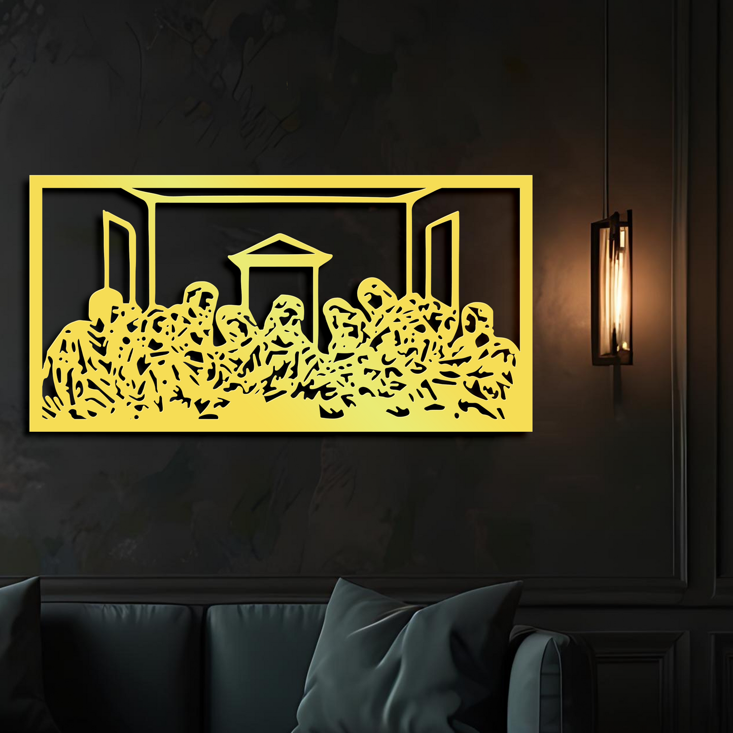 Last Supper Metal Wall Art, Leonardo Da Vinci Metal Wall Decor, Jesus Abstract Line Art