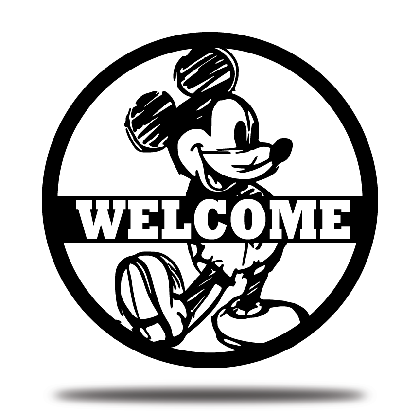 Mickey Welcome Metal Sign, Home and Wall Decor, Kids Sign, Front Door Decor, Disney Metal Sign