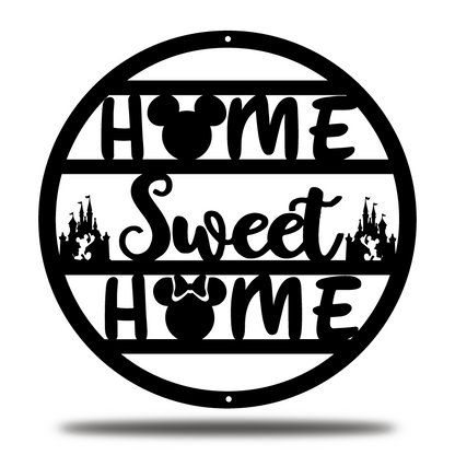 Home Sweet Home Round Metal Sign - Welcome Sign