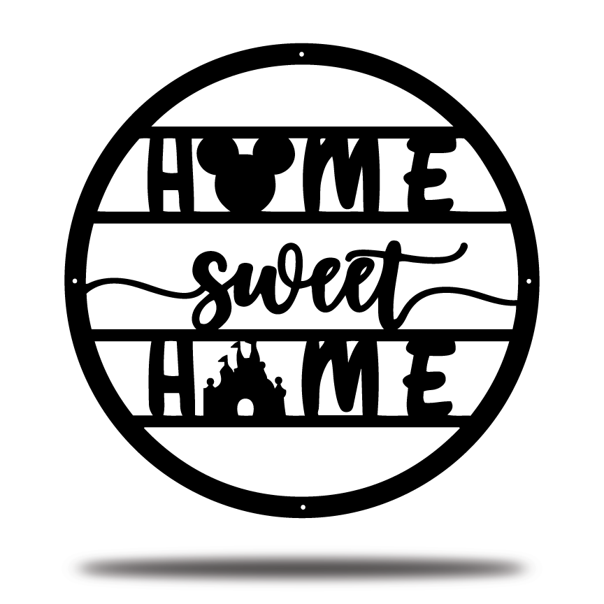 Home Sweet Home Metal Sign, Disney Metal Sign, Mickey Face And Castle Sign, Home And Wall Decor, Christmas Gifts, Housewarming Gifts