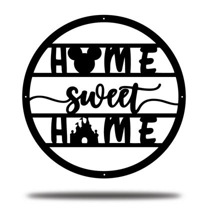 Home Sweet Home Metal Sign, Disney Metal Sign, Mickey Face And Castle Sign, Home And Wall Decor, Christmas Gifts, Housewarming Gifts