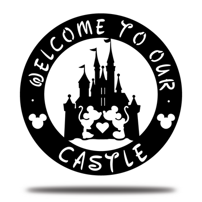 Welcome To Our Castle Metal Sign, Mickey And Minnie Metal Sign, Disney Couple Metal Sign, Home and Wall Decor, Front Porch Decor, Housewarming Gifts, Christmas Gifts