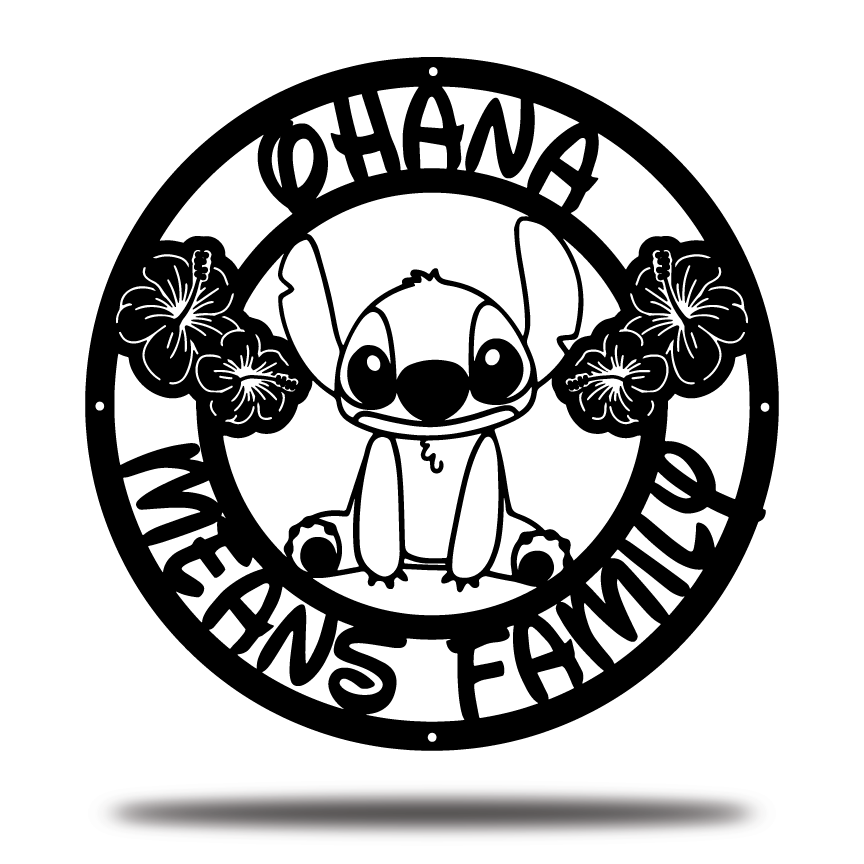 Cute Stitch Ohana Means Family Metal Sign, Stitch Home Entry Sign, Winter Festive Home Metal Decor, Christmas Decoration Metal Sign, Home And Wall Decor, Christmas Gifts