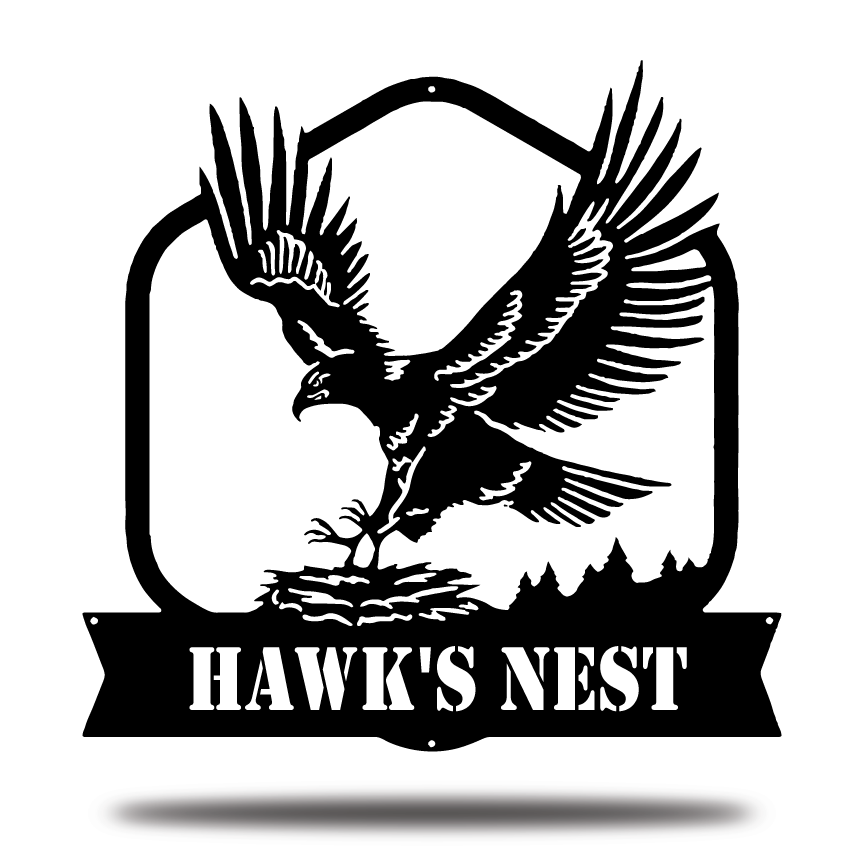 Personalized Eagle's Nest Metal Name Sign, Family Last Name Metal Sign